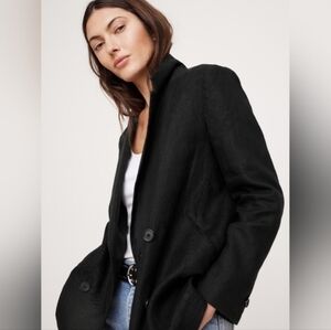 NWT Banana Republic Relaxed Double-Breasted Linen Blazer Black 100% Linen